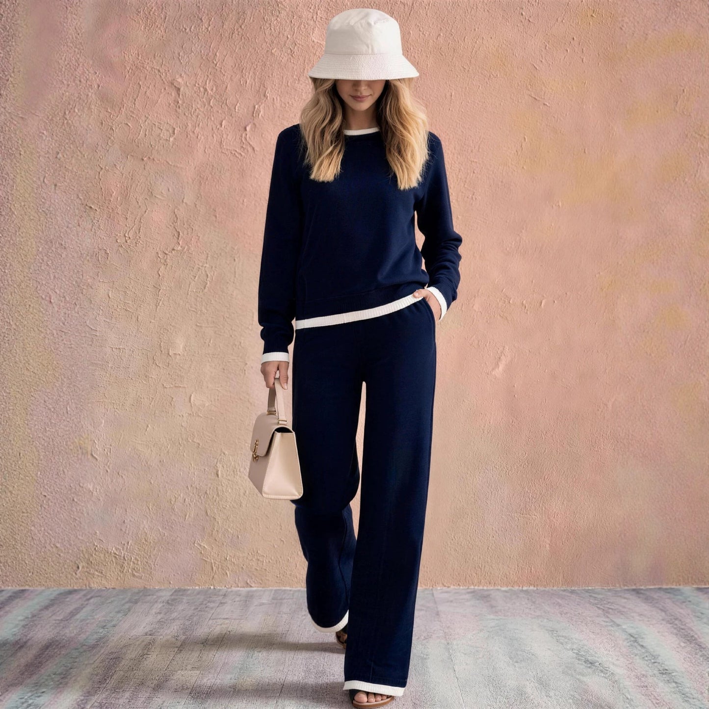 New Fallwinter White Edged Sweater Set