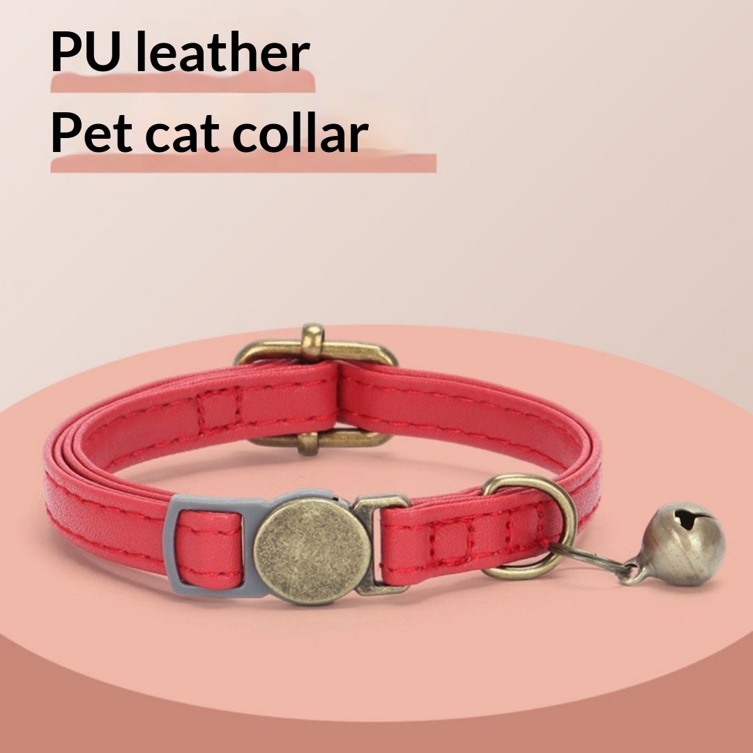 Retro Style Durable Leather Cat Pet Collar