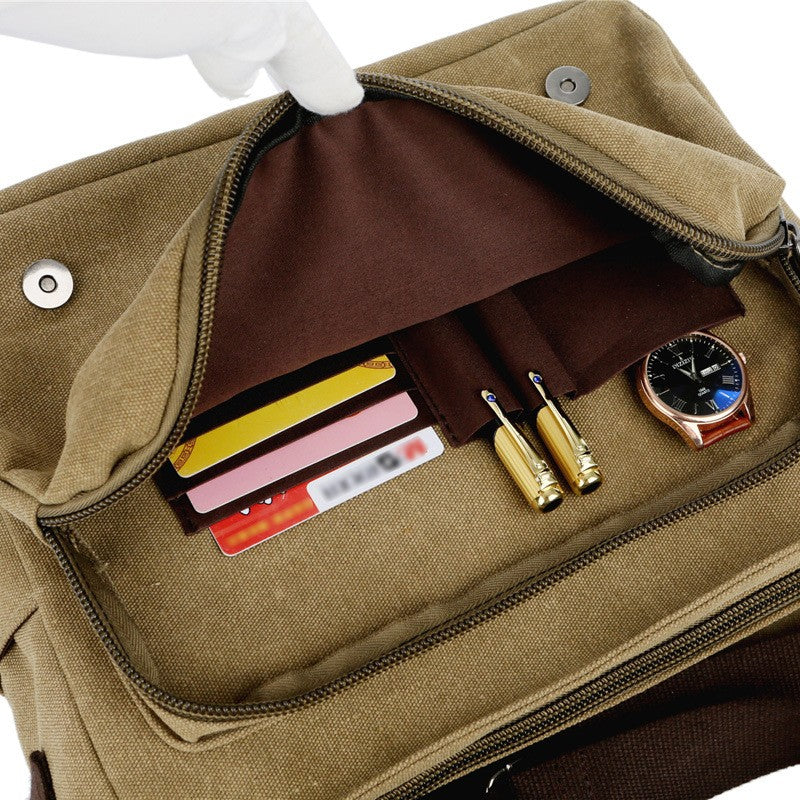 Men Canvas Leather Bag Messenger Satchel Military Travel Cross Body Shoulder Bag