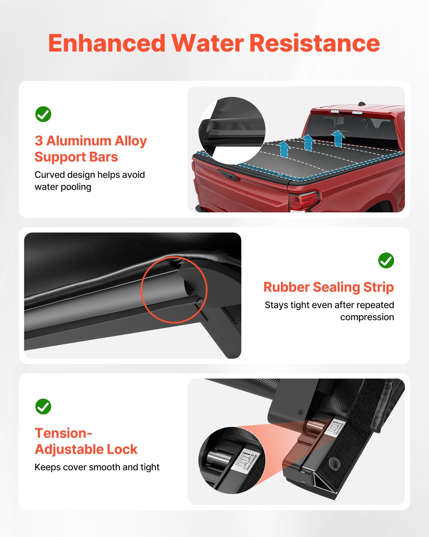 Soft Roll-Up Truck Bed Tonneau Cover, Compatible With 2019-2025 Chevy Silverado/GMC Sierra 1500 New Body, Fits 5.8 Ft (5 Ft 9 In/69.3 In) Bed, PVC Tonneau Cover With Aluminum Alloy Support Bars
