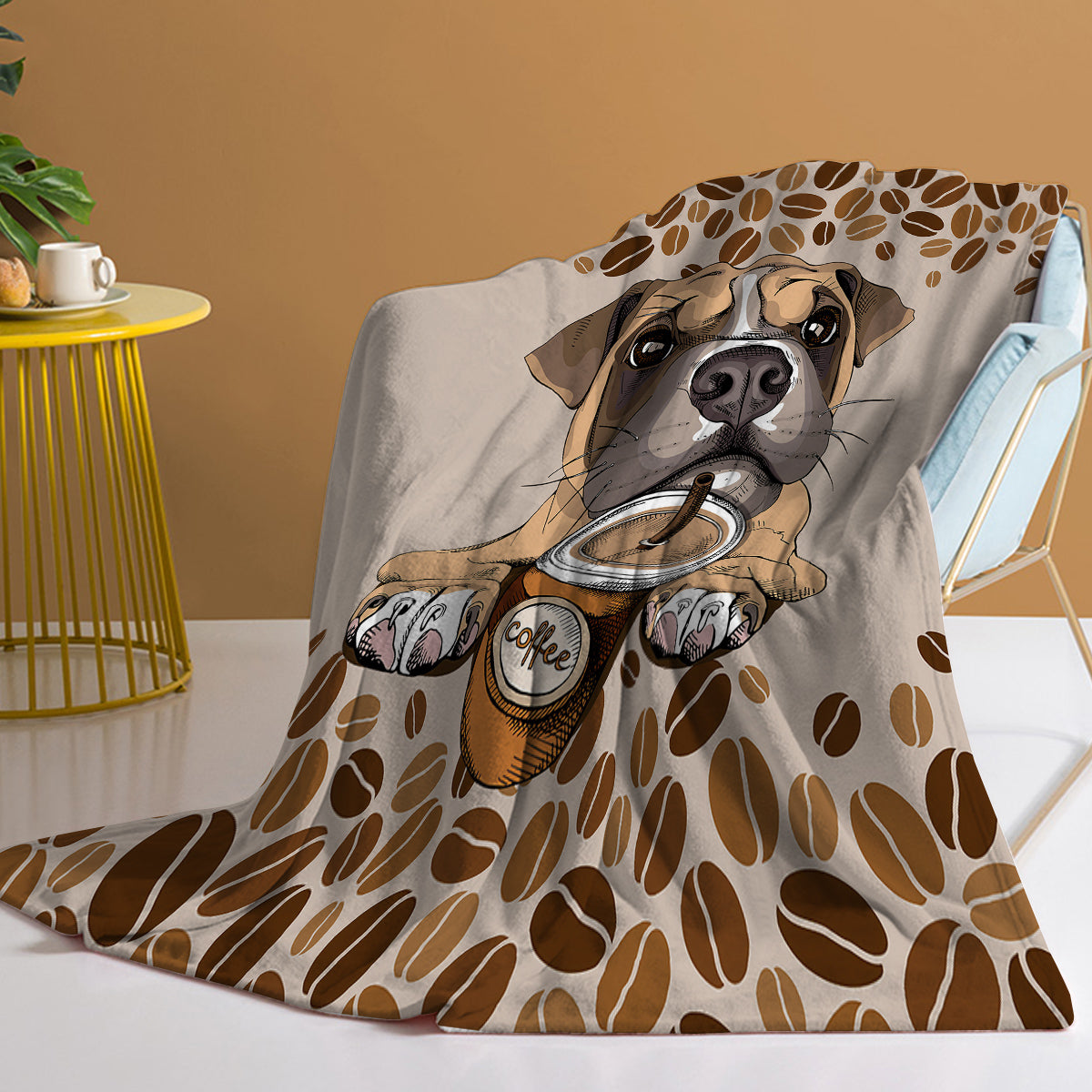 Coffee Blanket, Brown Dog Coffee Throw Blanket, Cafe Gifts Blankets Fleece Flannel Plush For Girls Women Men Boys Lovers Adults Soft Bedding Gift For Sofa Bed Office Home Decor