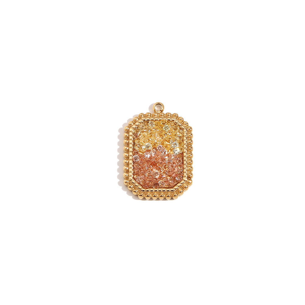 Mini And Simple Ornament Accessories 18K Gold Micro Inlay Colorful Crystals