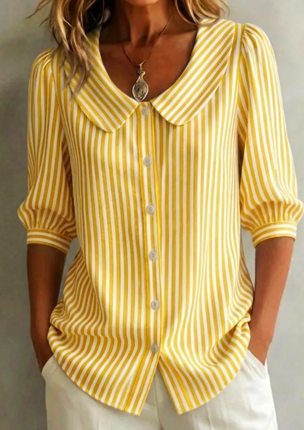 New Arrival Womens Loose-Fit V-Neck Striped Blouse For Commuting