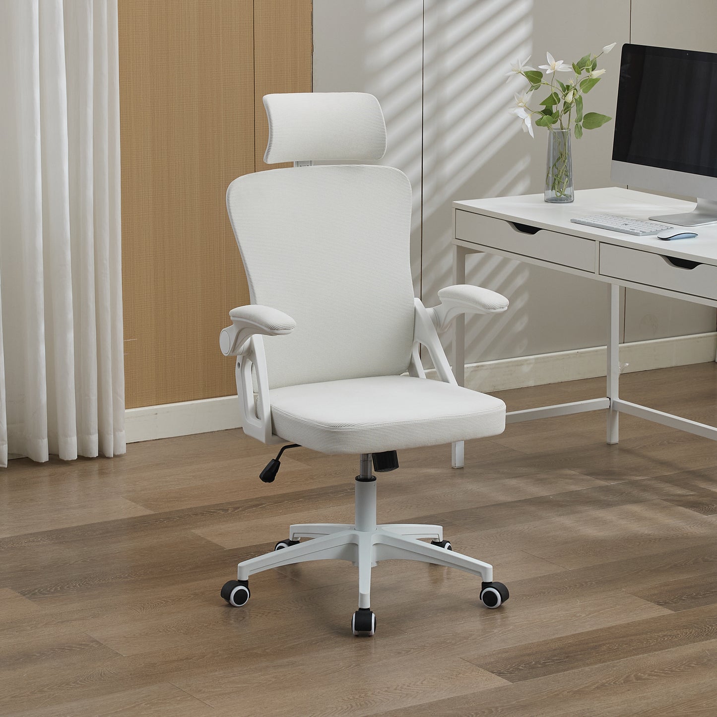 Ergonomic Mesh Office Chair With Adjustable Lumbar Support And Headrest - High-Back Executive Desk Chair For Home Office