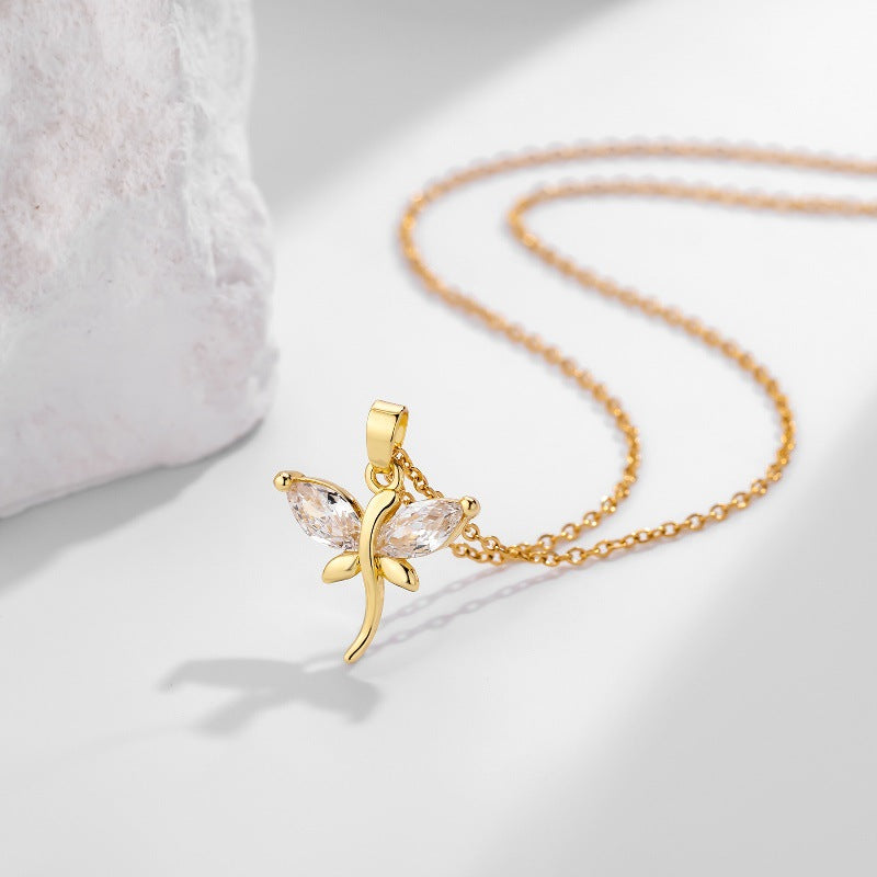 Zircon Niche Design Japanese-Korean Style Fashionable Minimalist Necklace