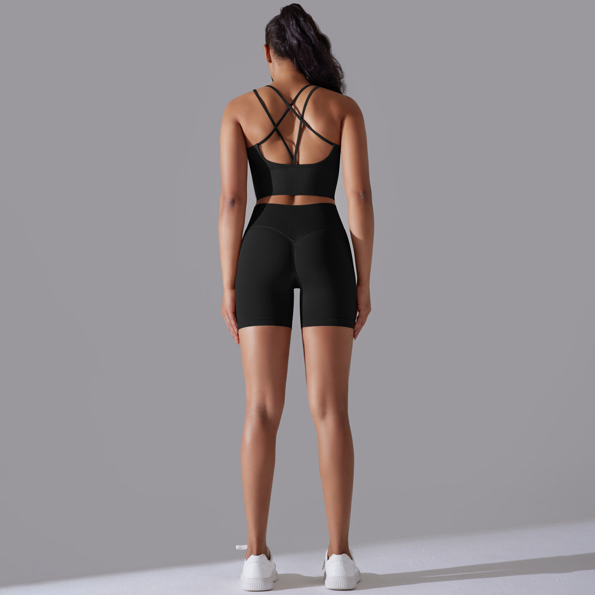 Seamless Knitted Solid Color Beauty Back High Elastic Sports Skinny Yoga Clothes Suit