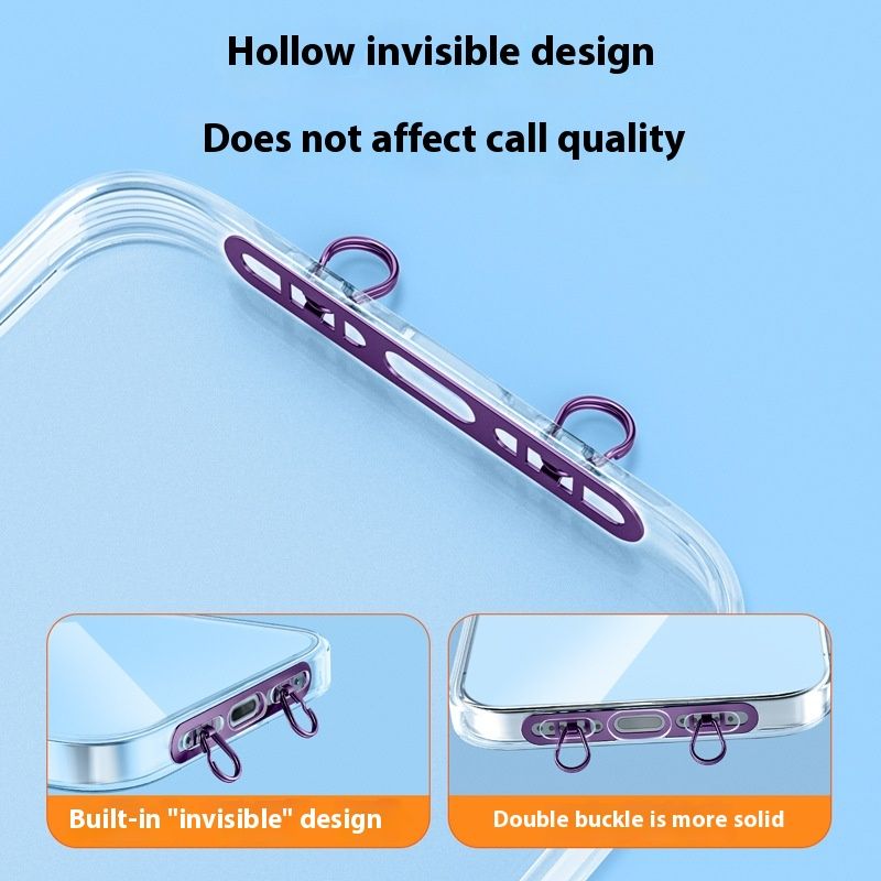 Mobile Phone Lanyard Stainless Steel Side Hanging Clip Anti-lost Double Buckle Gasket