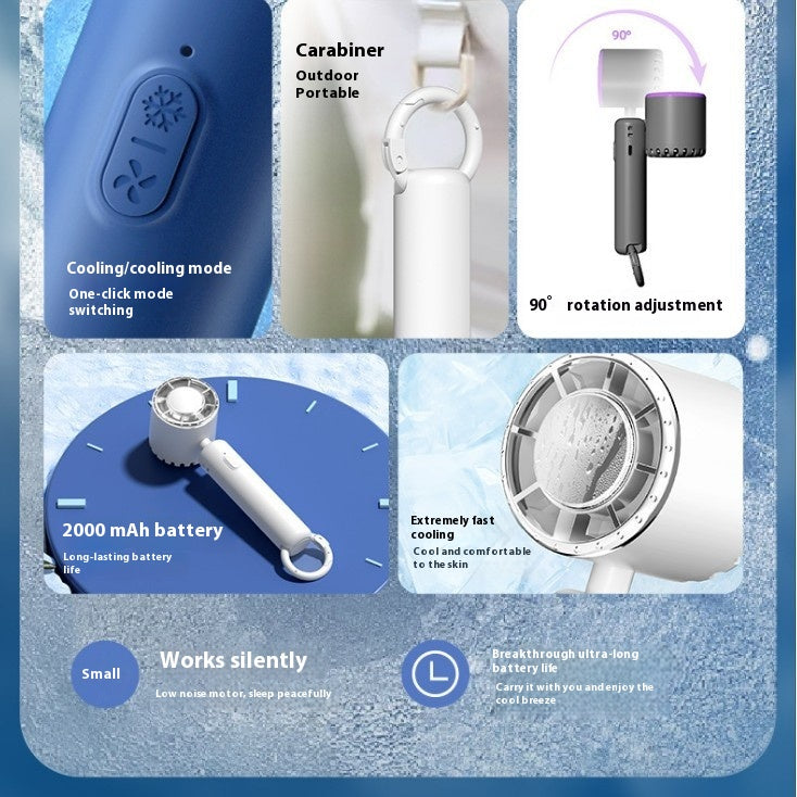 Portable Ice Compress Small Handheld Fan USB Rechargeable Cooling Fan