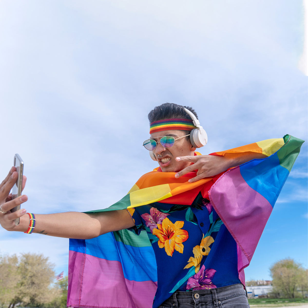 Rainbow Costume Set With Headband, Glasses, And Cape | Colorful Theme Party Costumes—Original Party Gifts For Adults