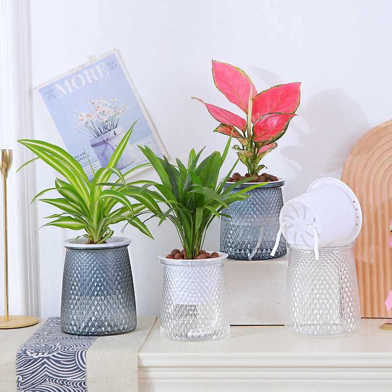 Water-free New Automatic Water Feeding Lazy Basin Light Luxury Plastic Flower Arrangement Hydroponic Flowerpot