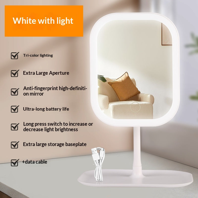 LED-lit Desktop Makeup Mirror With Built-in Lights