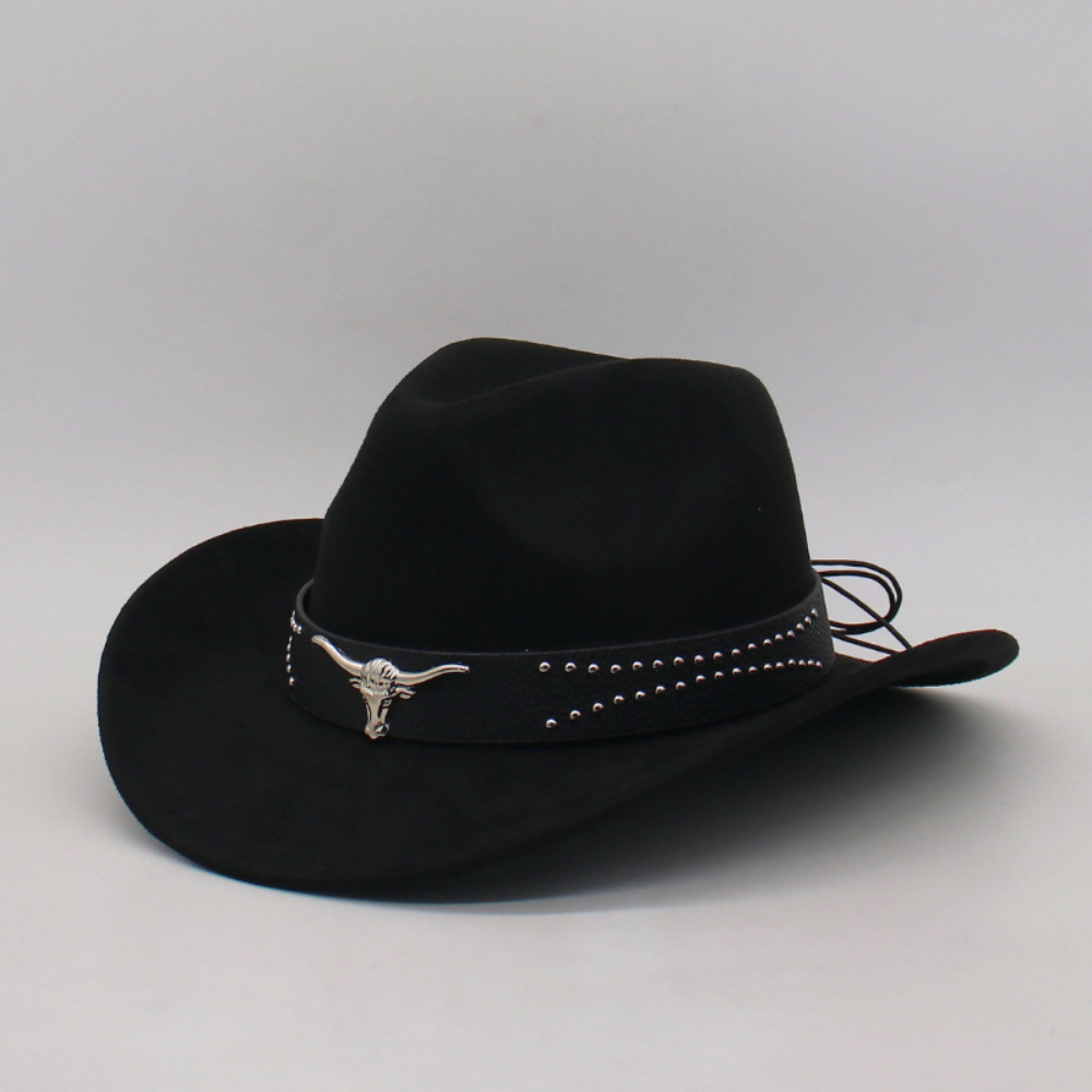 Retro Western Cowboy Hat With Horn Decorative Buckles - Leather Cap For Parents And Children - Outdoor Prairie Photography Hat - Knight's Cap