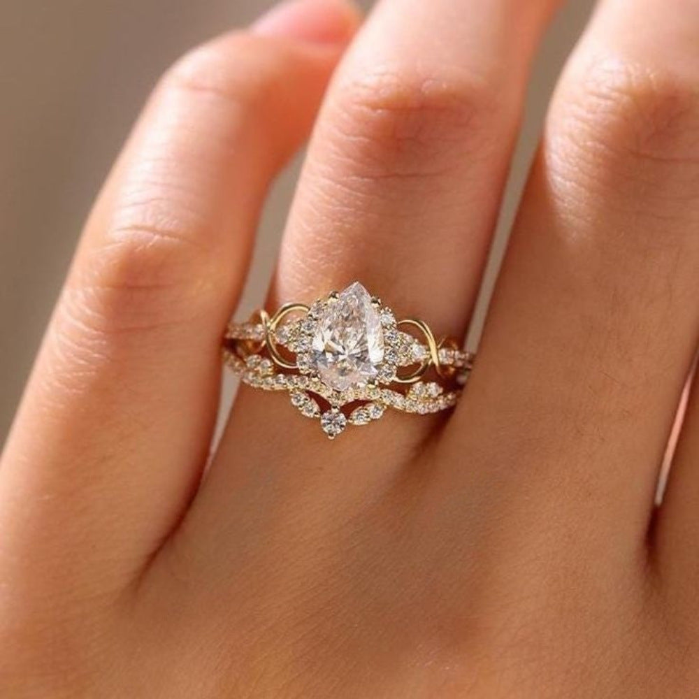 Womens Fashion Micro-Pave Cubic Zirconia Ring Set