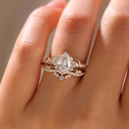 Womens Fashion Micro-Pave Cubic Zirconia Ring Set