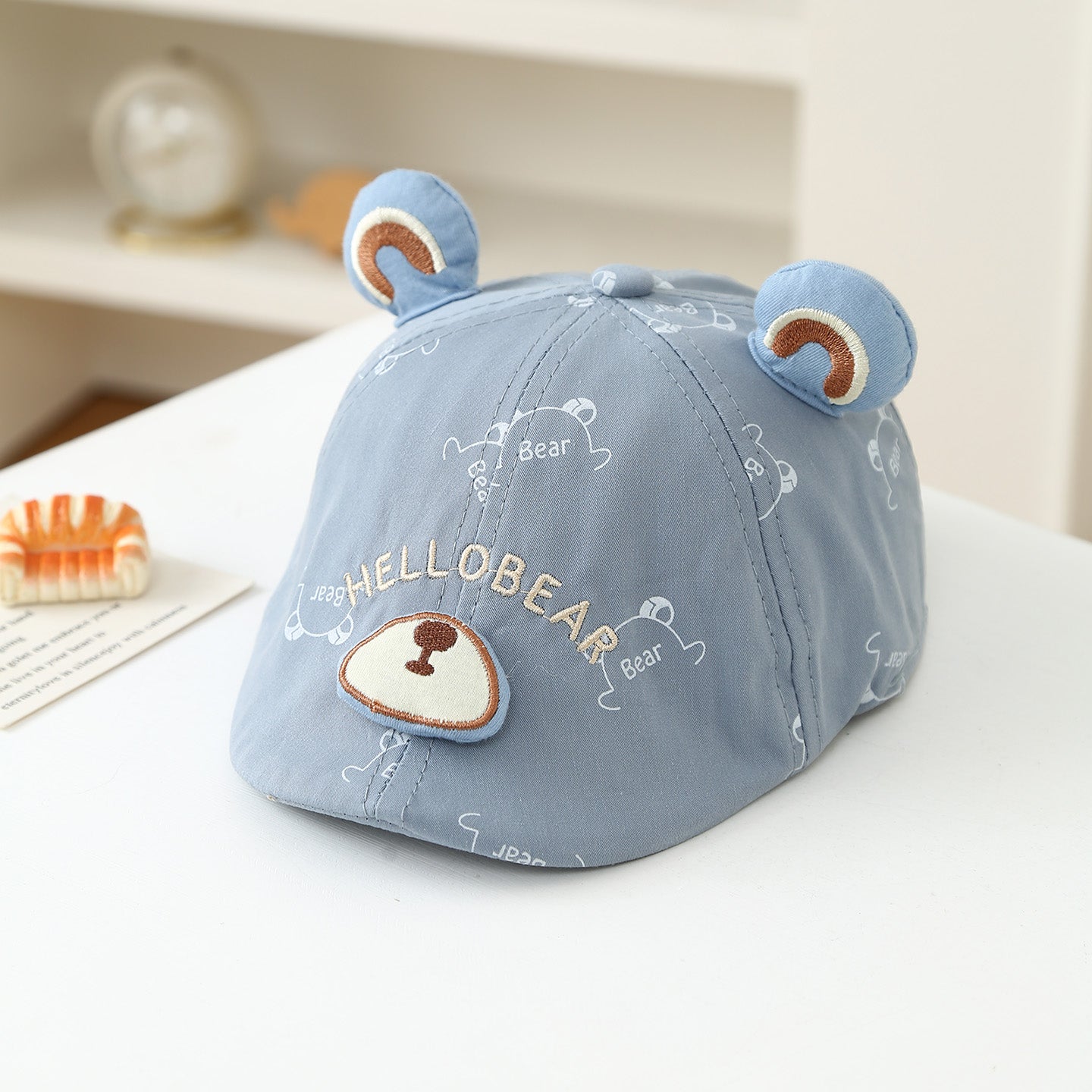 Summer Children's Printed Bear Embroidered Letter Versatile And Fashionable Outdoor Cap For Babies - Baby Outdoor Cartoon Beret