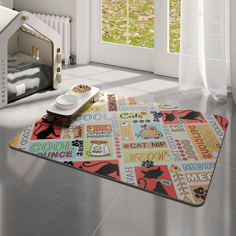 Pet Floor Mat Waterproof Leather Fence Rug  Dog And Cat Feeding Mat