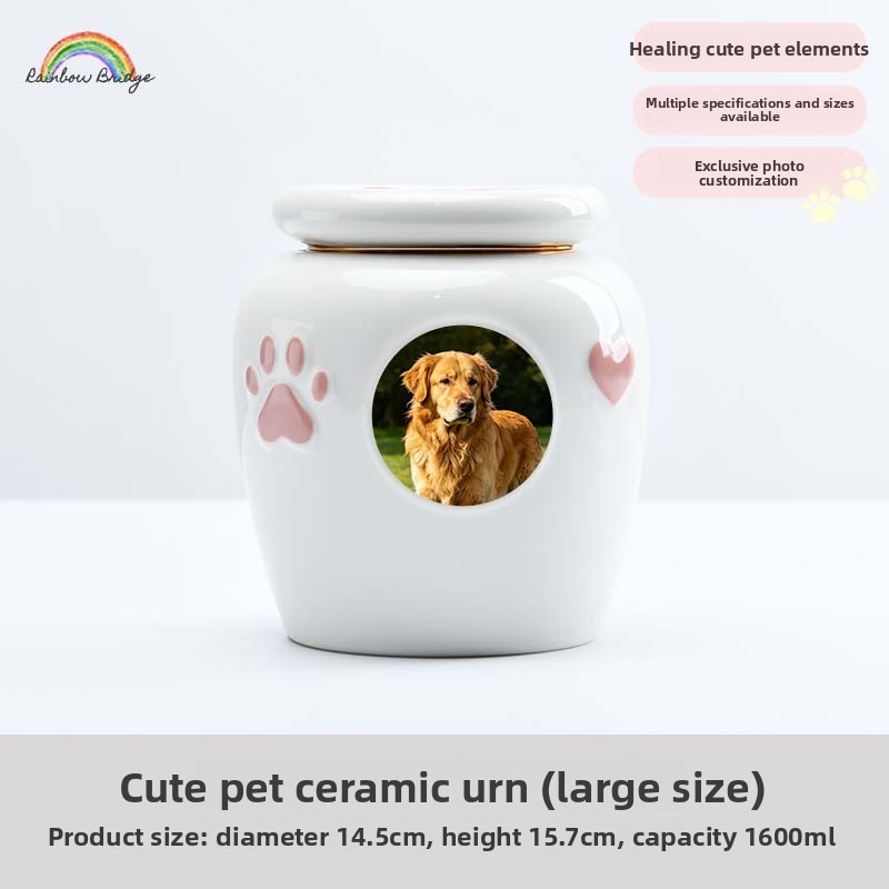 Light Luxury Ceramic Jar For Ashes Collection As A Souvenir For Deceased Cats And Dogs Pets