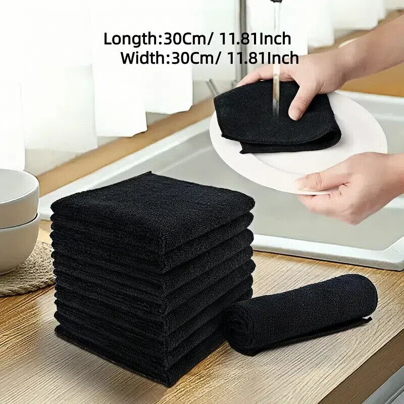 Black Large Microfiber Car Cleaning Soft Cloth Car Wash, Kitchen Cleaning Towel