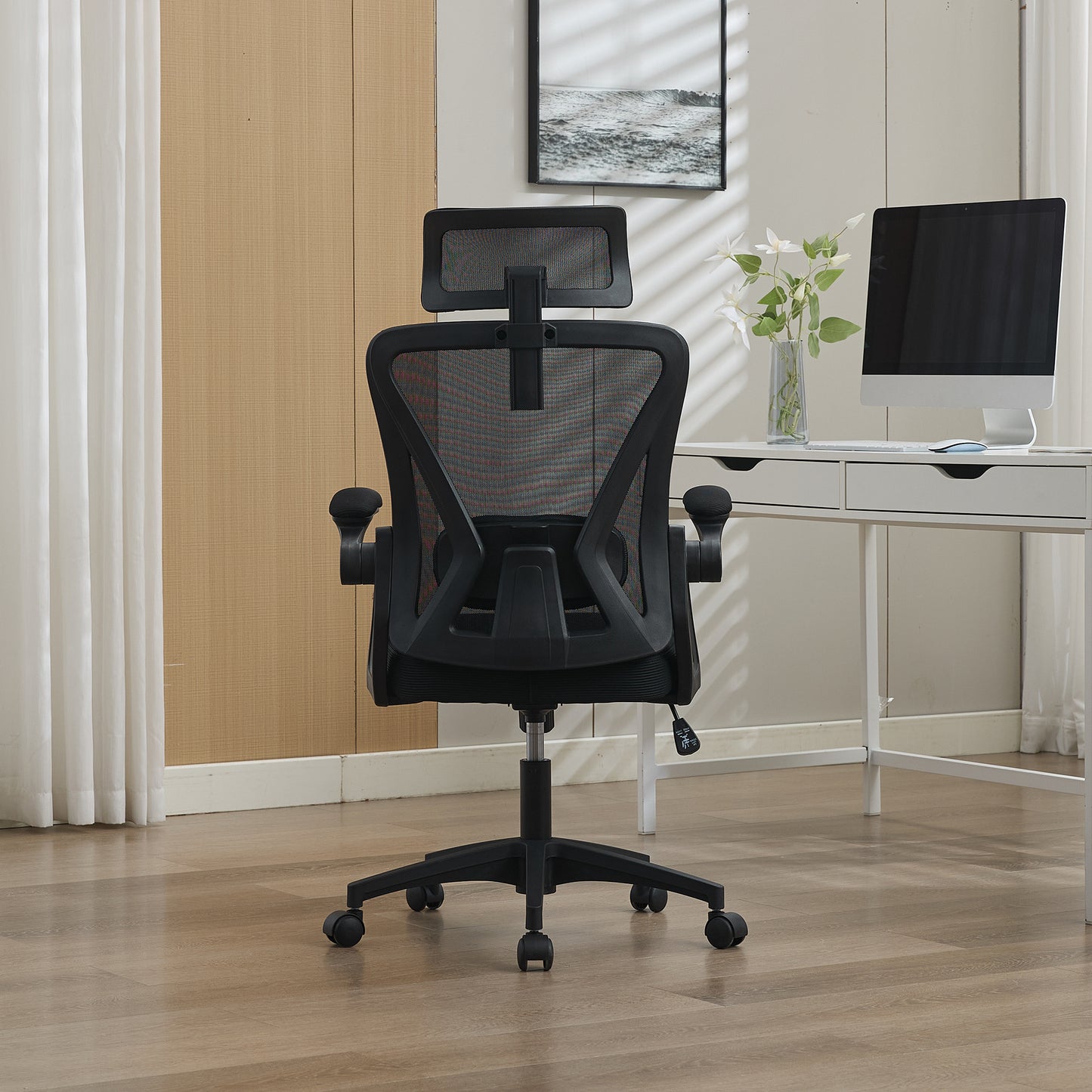 Ergonomic Mesh Office Chair With Adjustable Lumbar Support And Headrest - High-Back Executive Desk Chair For Home Office