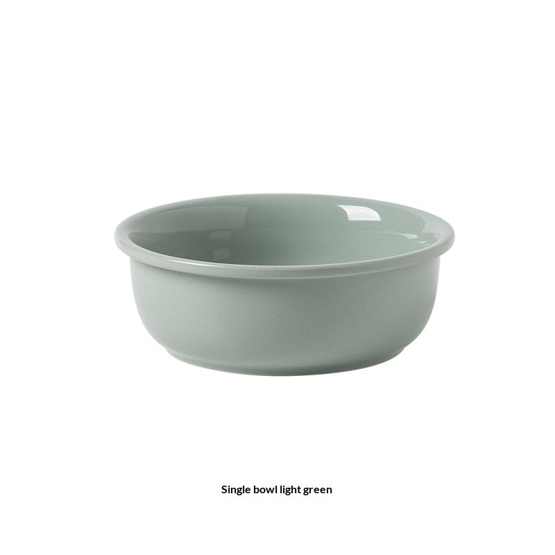 Portable Household Ceramic Pet Bowl With Beveled Edge