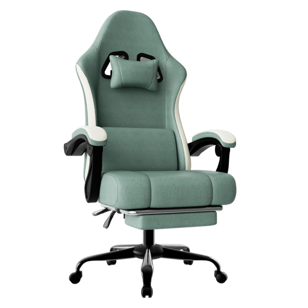 Ergonomic Gaming Chair With Pocketed Spring Cushion, Breathable Fabric Computer Chair With Footrest, Adjustable Lumbar Support Video Game Chair For Adults