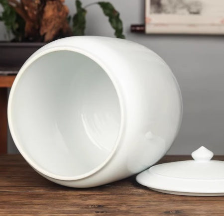 Jingdezhen White Ceramic Tea Jar