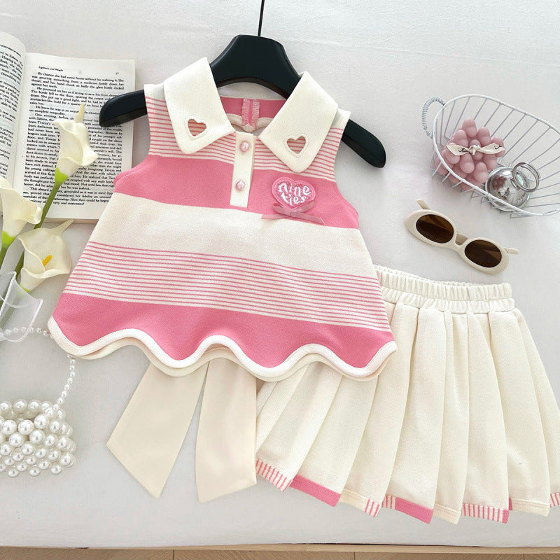 Korean-style Top And Skirt Set For Girls