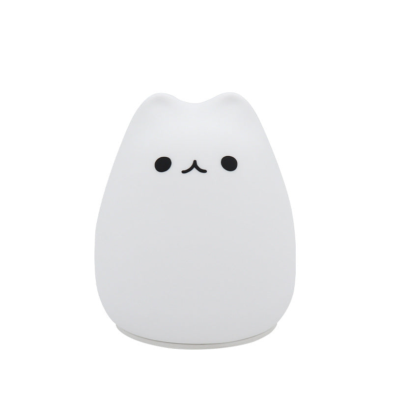 Cute Big-Headed Cat Creative Healing Silicone Charging Lamp