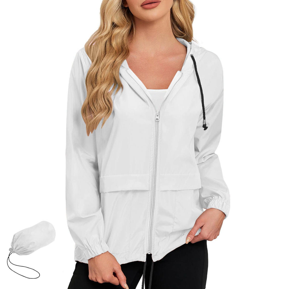 Womens Windproof And Waterproof Zippered Hooded Outdoor Jacket