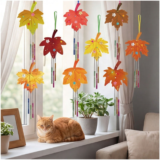 Maple Leaf Wind Chime Decor Set - Comprehensive DIY Set For Home Decor Featuring Wind Chimes And Accessories - Party Supplies Set