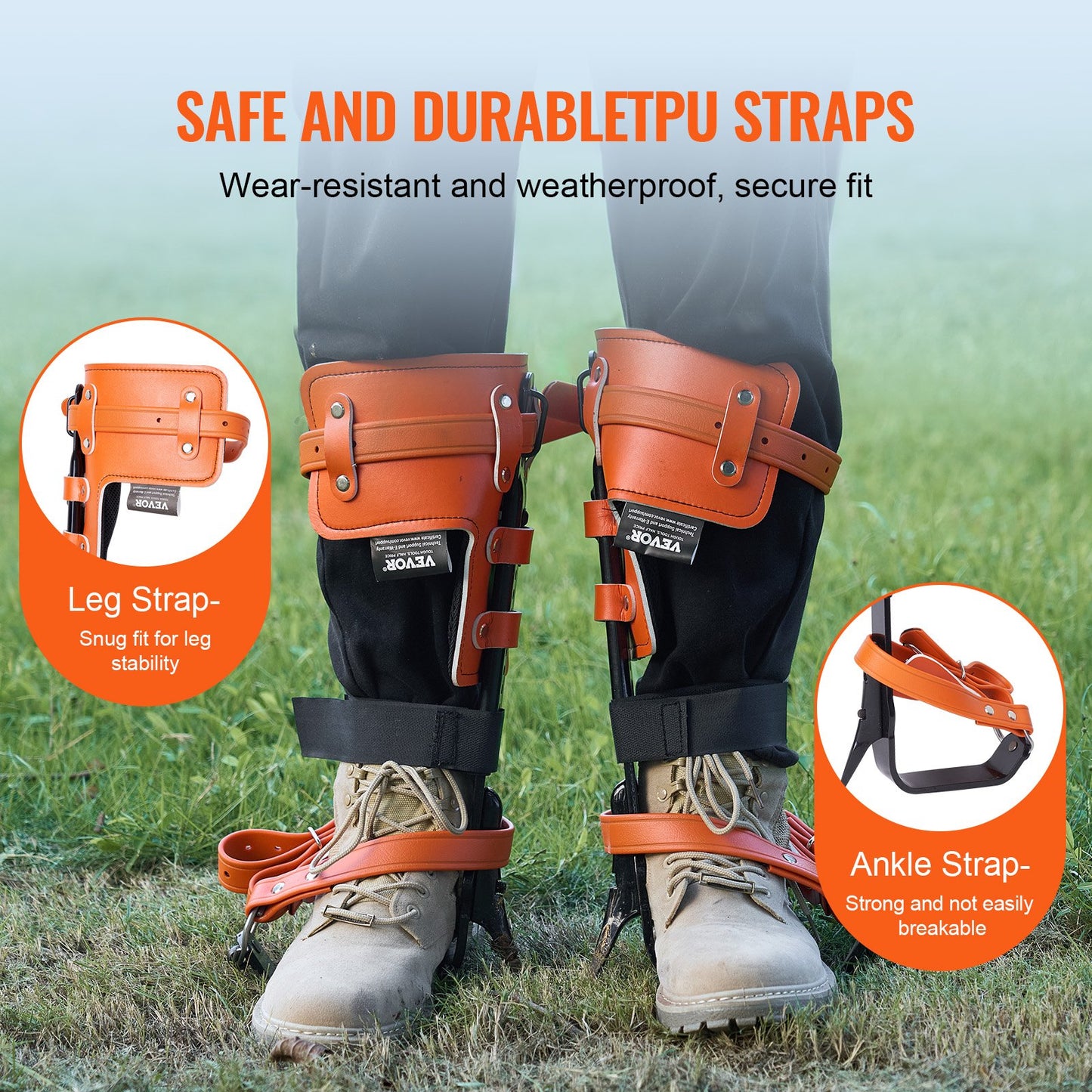 Tree Climbing Spikes Climbing Spurs Alloy Steel Arborist Equipment Orange