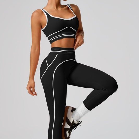 Sleeveless Sports Tank Top And High-Waisted Butt-Lifting Tummy-Control Fitness Yoga Set