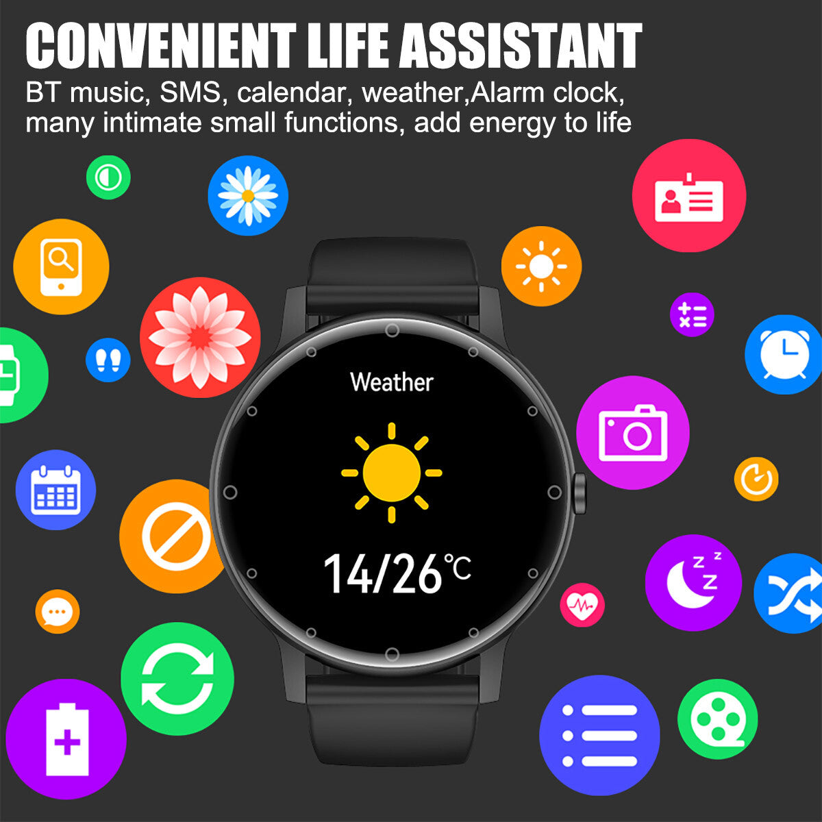 BT Bluetooth Call Smart Watch Outdoor Sports Fitness Tracker Voice Assistant