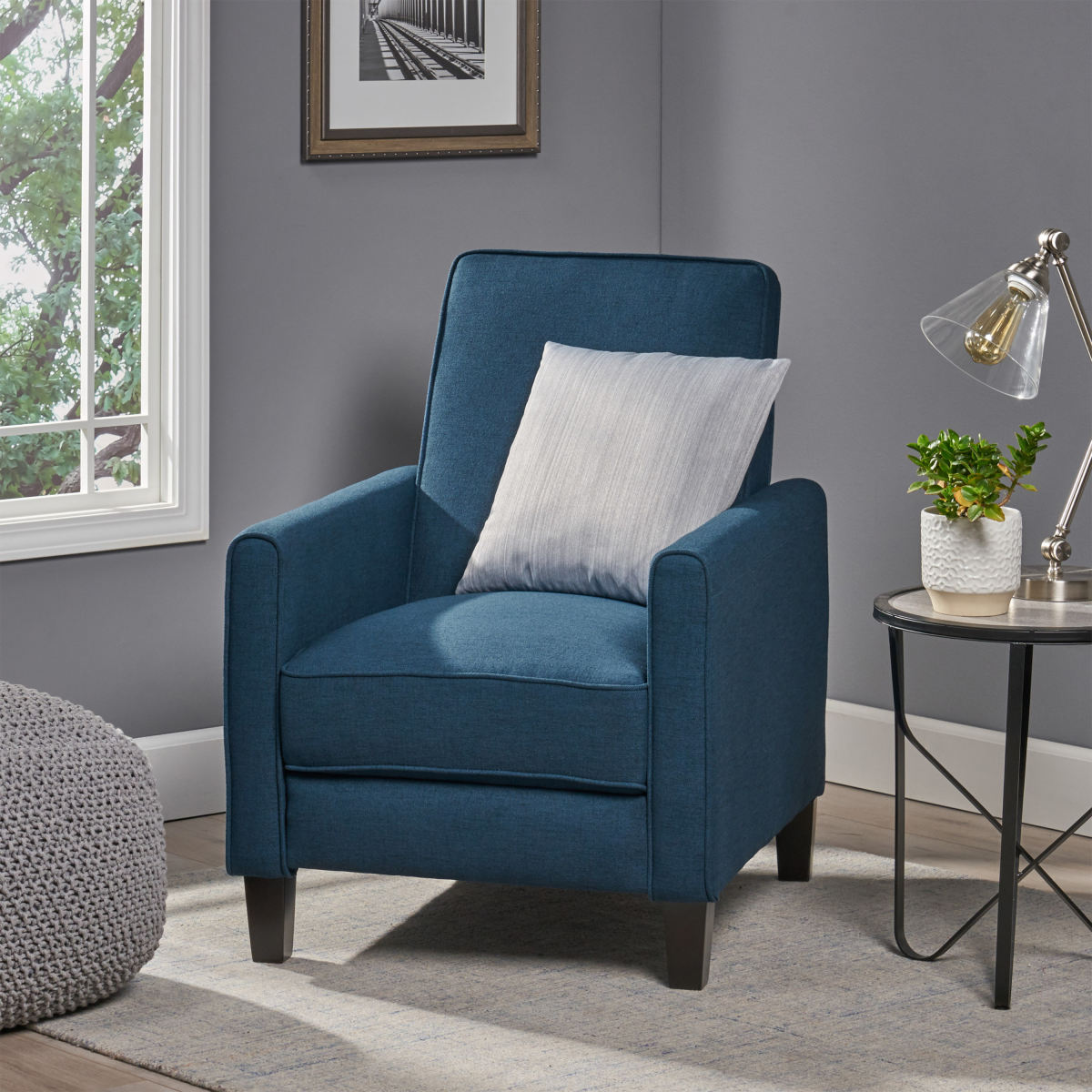 Navy Blue Fabric Push Back Chair for Elegant Home Décor(Old SKU:52422.00FDBL)