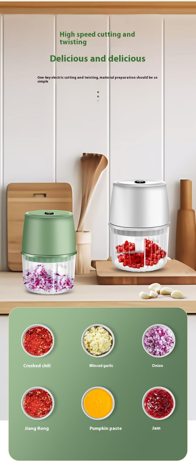 USB Rechargeable Electric Garlic Press Portable Wireless Food Chopper Mini Complementary Food Mixer Kitchen Gadgets