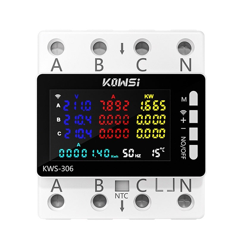 Smart WiFi Three Phase Four Wire DIN Rail Energy Meter Multifunction Voltage Current Power Monitor