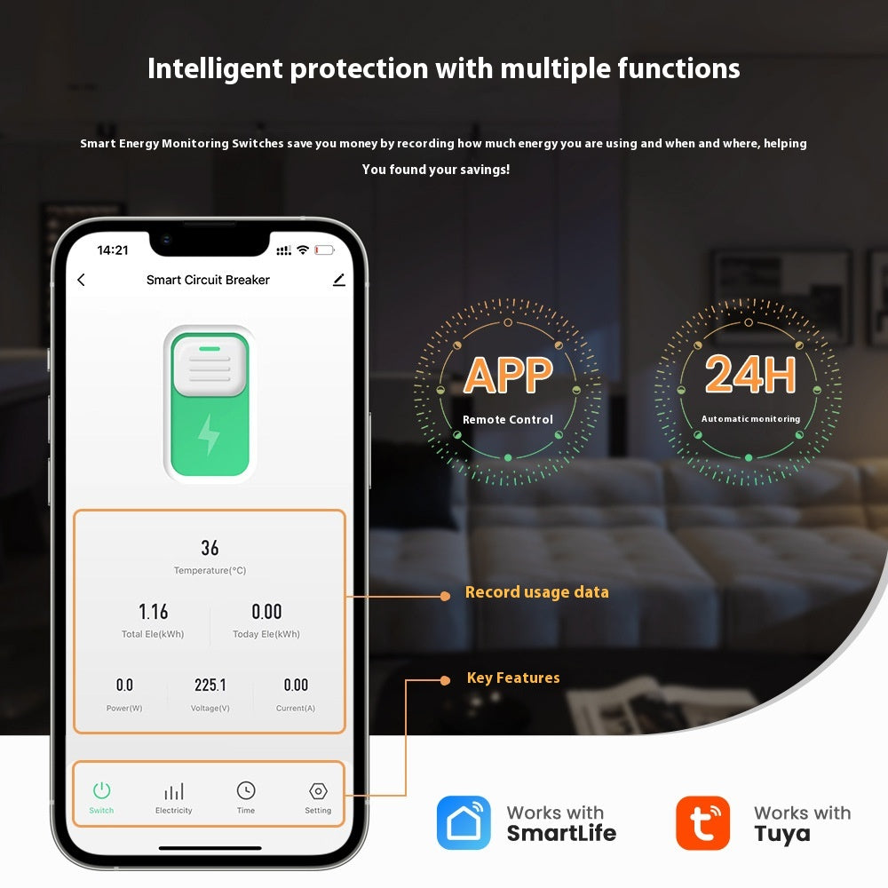 Graffiti Smart Circuit Breaker WiFi Remote Control