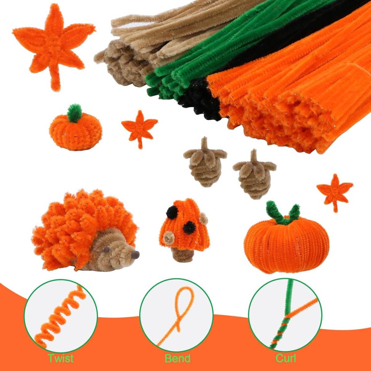 Decorative Sticks Set - 50 Brown, 20 Dark Green, 150 Orange, 20 Black For Crafts And Home Decor - Party Supplies Set