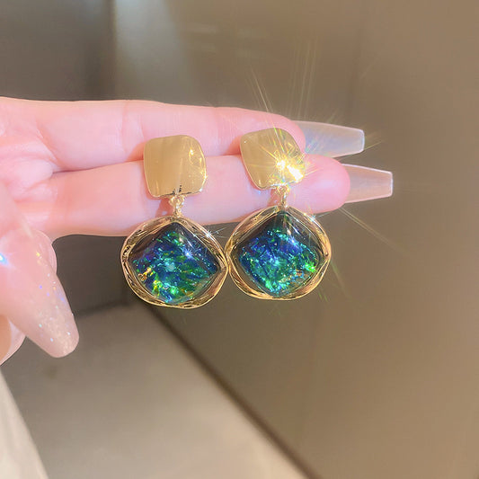 Vintage Classic Green Butterfly Earrings Women 925 Silver Pin Pearl Rhinestone High End Gift