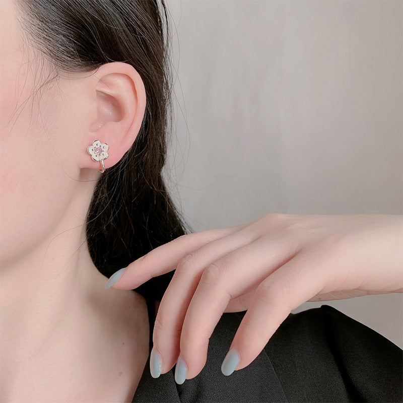 Cherry Blossom Ear Clip Womens Korean Style