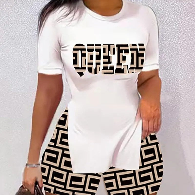 Best Selling Women's Clothes Fashion Trendy Split Short Sleeve Casual Shorts Two-piece Set