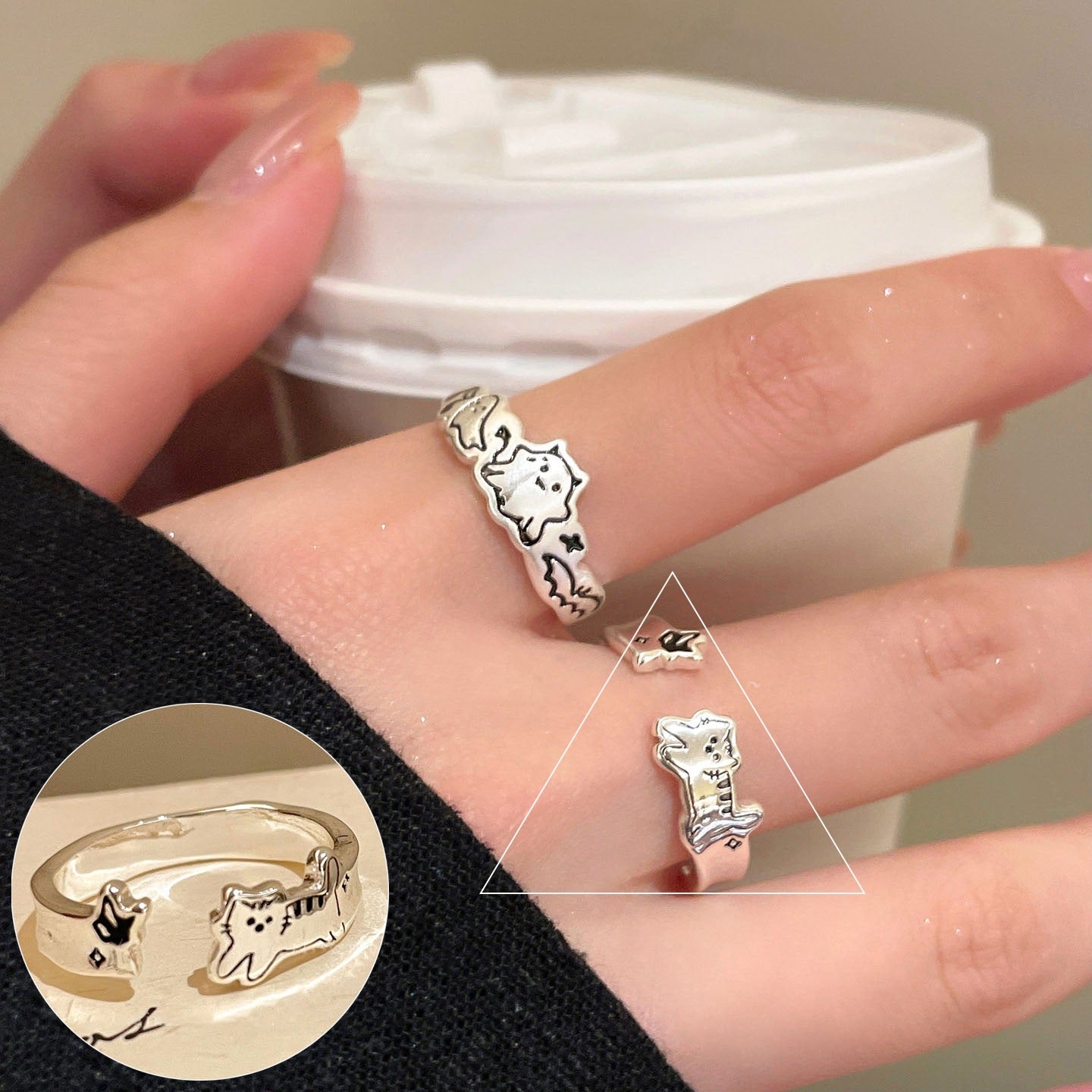 Korean Graffiti  Ring, Irregular Stylish Adjustable Finger Ring, Ins Trendy Index Finger Ring For Women