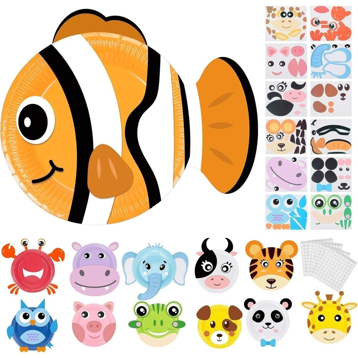 12-Piece Paper Plate Craft Set: DIY Animal Crafts—Creative Plate Craft Sets With 12 Animals For Birthdays, Back-to-School, And Spring Gifts For Boys Ages 3, 4, 5, 6, 7, And 8