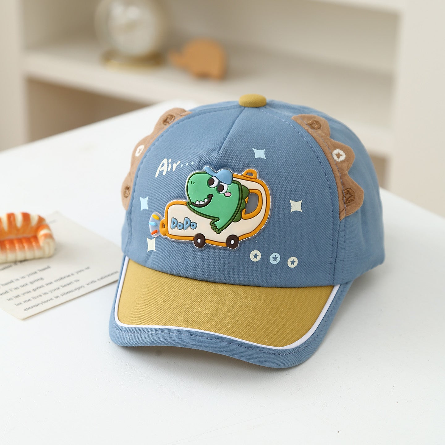 Korean-style Cartoon Car Dinosaur Baby Cute Style Baseball Cap With Soft Top, Fashionable Style Baby Hat For Outdoor Sun Protection And Shade