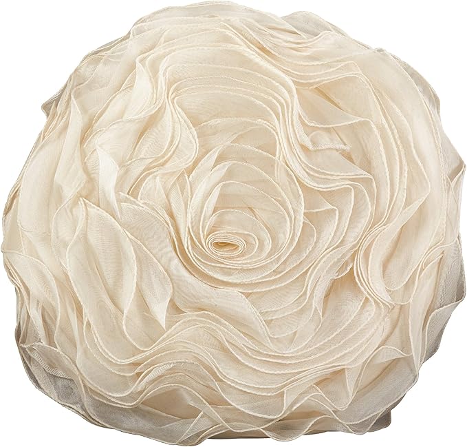 SARO LIFESTYLE Rose Design Throw Pillow, Champagne, 16"