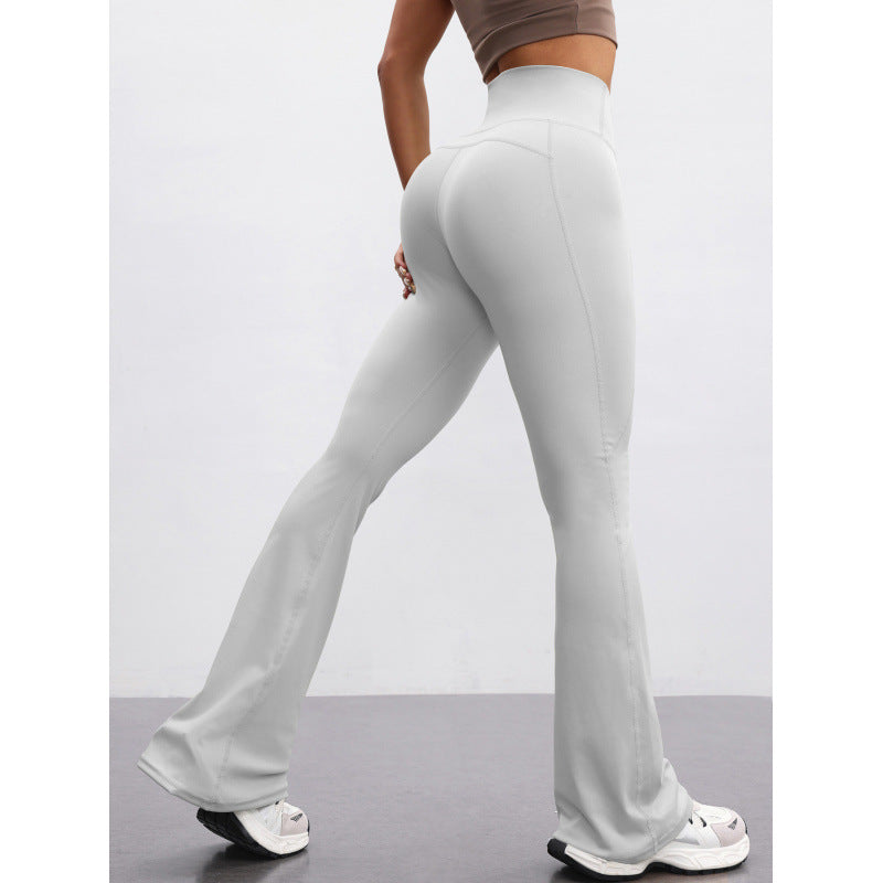 High-waisted Casual Flared Pants For Fitness And Sports