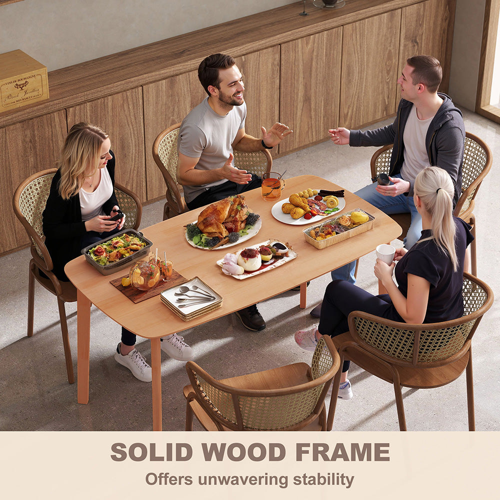 Pine Wood Dining Table For 6 Rustic Rectangular Kitchen Table Solid Wood With Large Table Top Non-slip Foot Pads For Dining Room