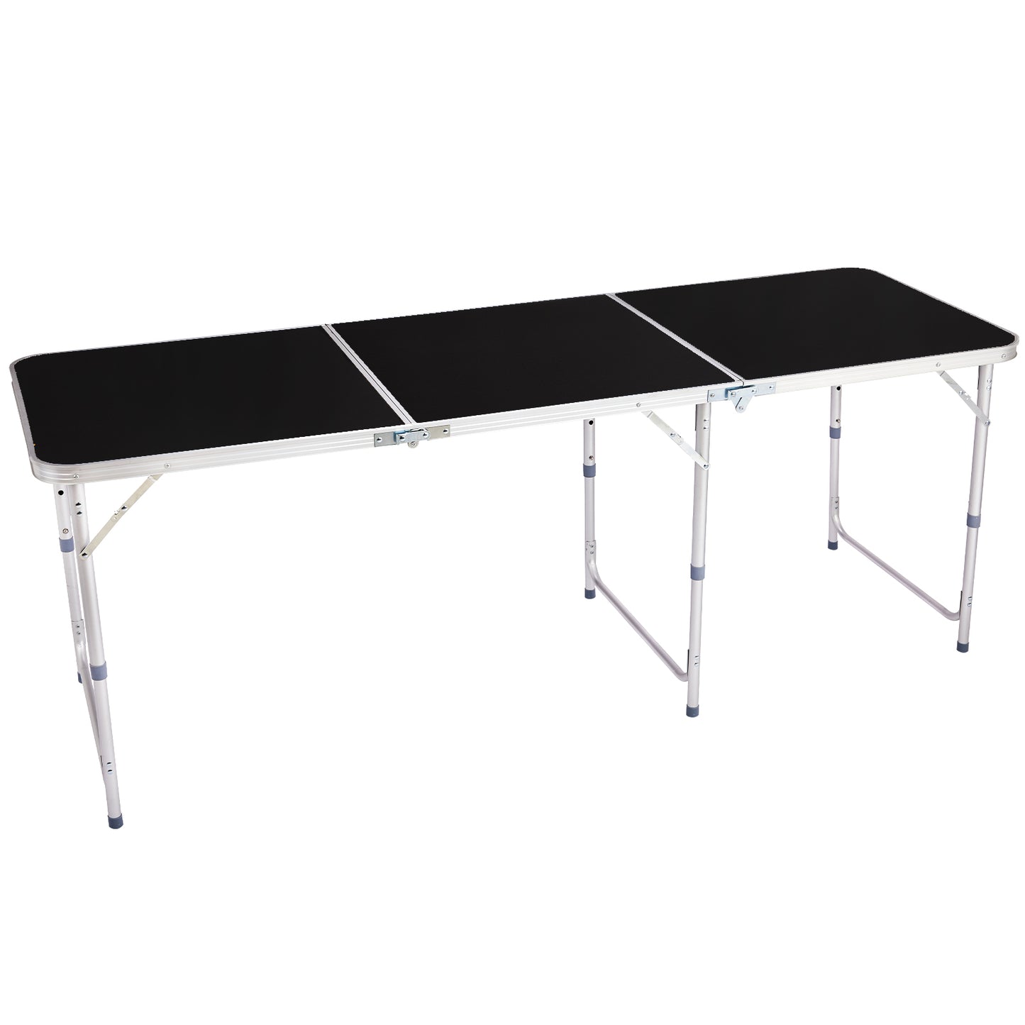 6ft 180-60cm Aluminum Alloy 3-Fold Portable Folding Table, Adjustable Height Outdoor Camping Picnic Dining Desk