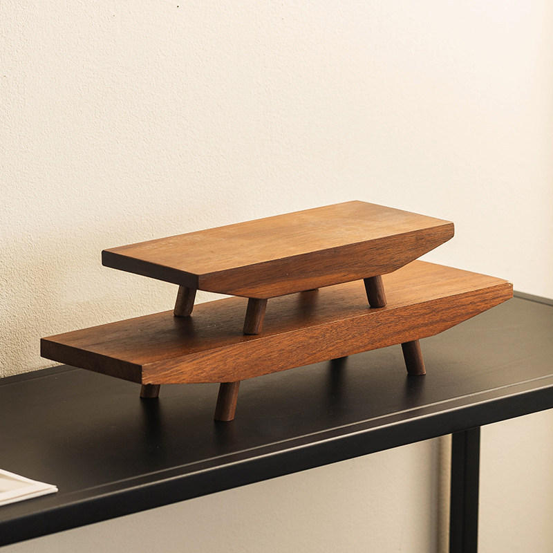Solid Wood Retro Tea Tray - Home Use Gongfu Tea Set Organizer Accessory Chinese Style Tea Table Utensil