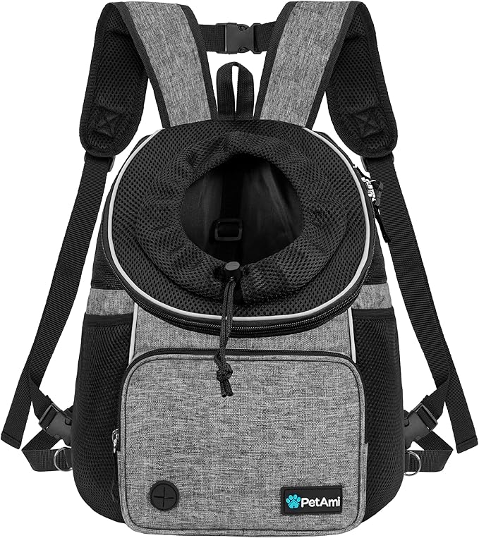 PetAmi Dog Front Carrier Backpack, Adjustable Dog Pet Cat Chest Carrier Backpack, Ventilated Dog Carrier for Hiking Campin...